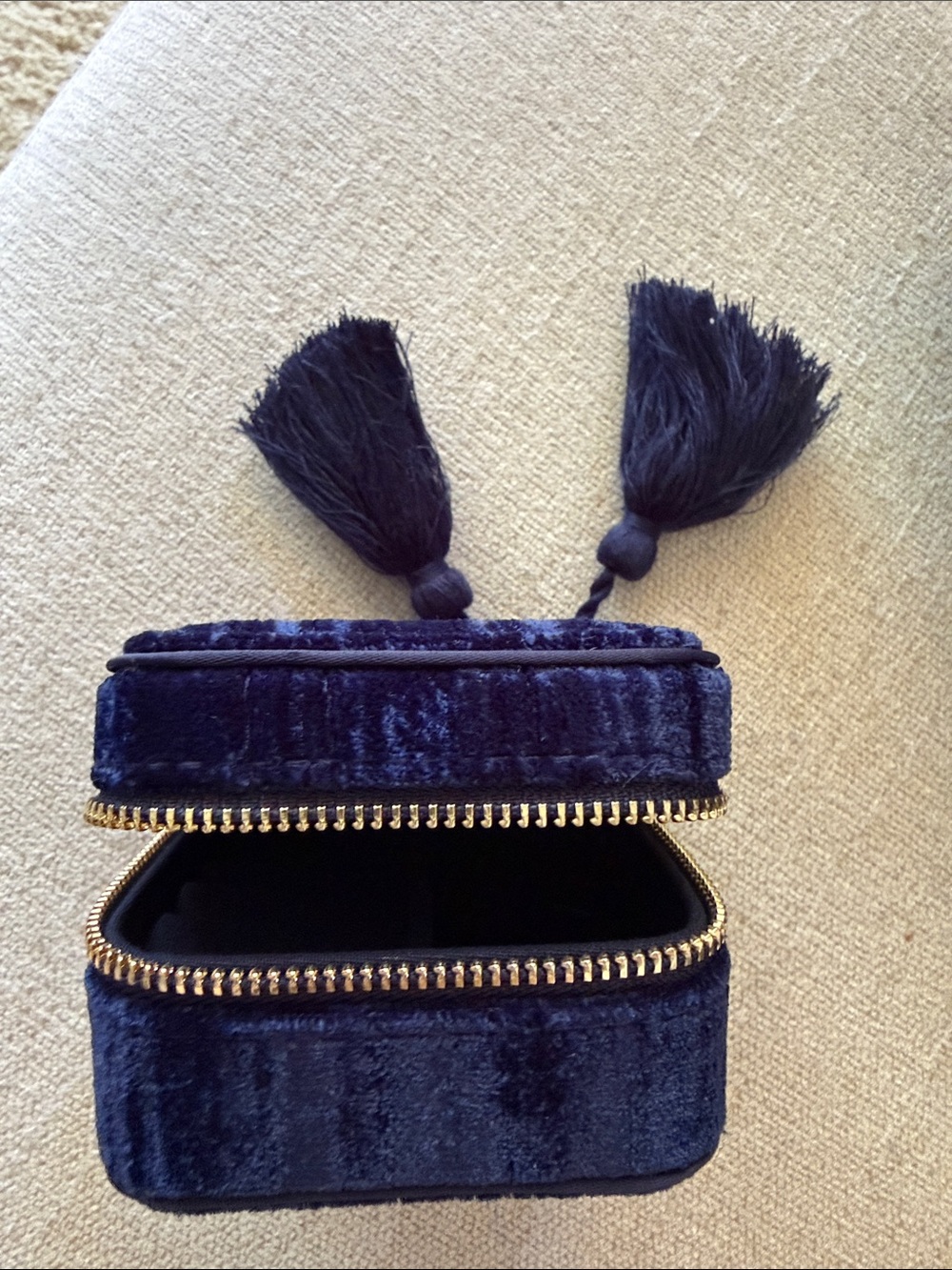 Sezane Velvet Tassel Jewelry Case - Navy